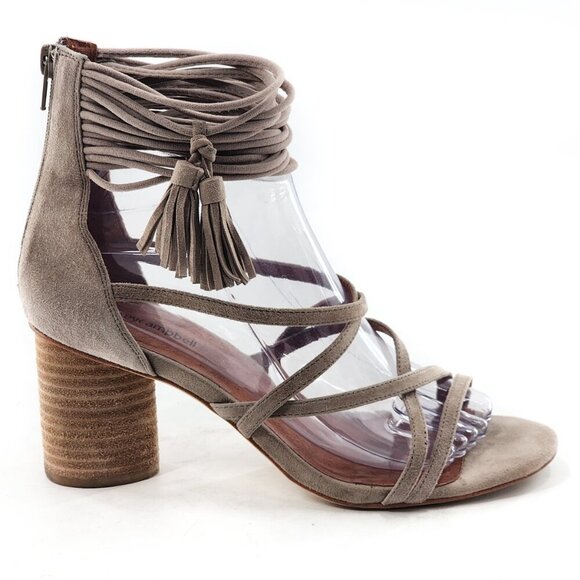JEFFREY CAMPBELL Despina Strappy Sandal In Taupe Tassels - Picture 4 of 11